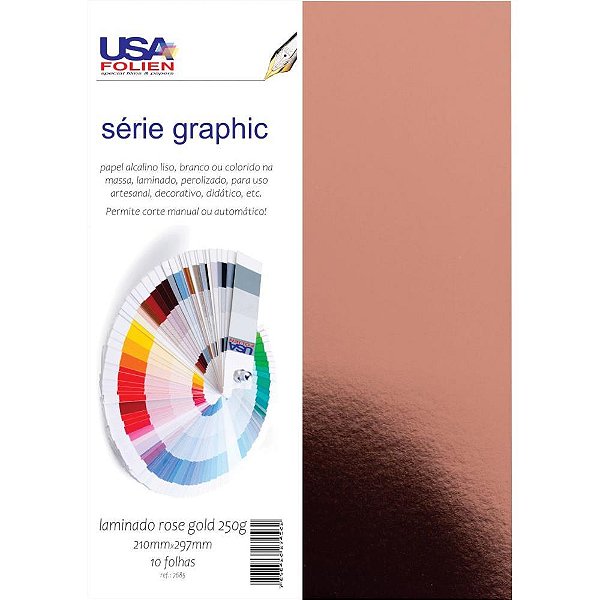 Papel Laminado Rose GOLD 210X297MM 250G Pacote com 10