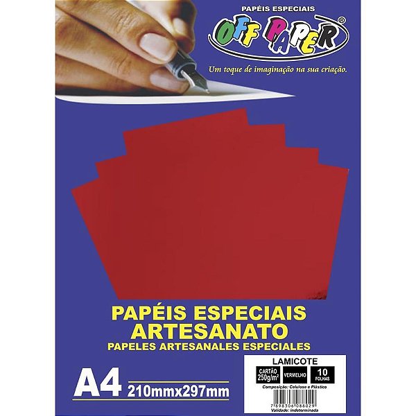 Papel Laminado Lamicote A4 250G Vermelho PCT com 10