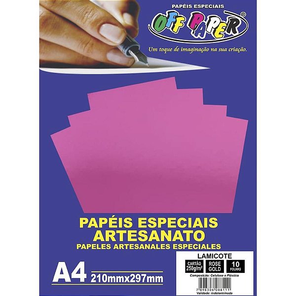 Papel Laminado Lamicote A4 250G Rose GOLD Pacote com 10