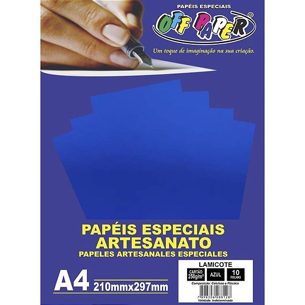 Papel Laminado Lamicote A4 250G Azul PCT com 10