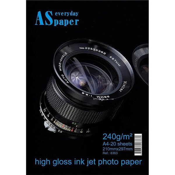 Papel Fotográfico INKJET A4 HIGH GLOSSY 240G - Pacote com 20 Folhas