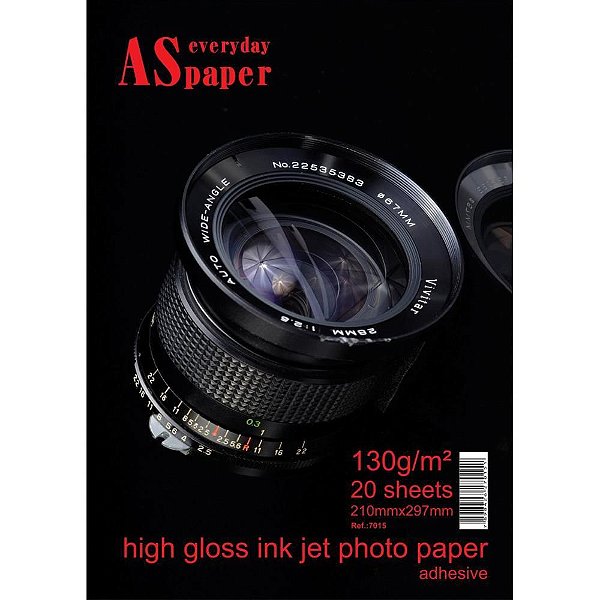 Papel Fotográfico INKJET A4 HIGH GLOSSY Adesivo 130G - Pacote com 20 Folhas