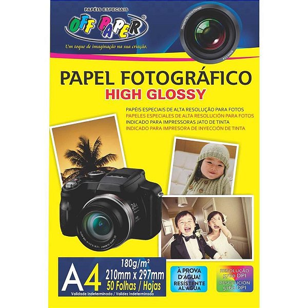 Papel Fotográfico INKJET A4 HIGH GLOSSY 180G Pacote com 50