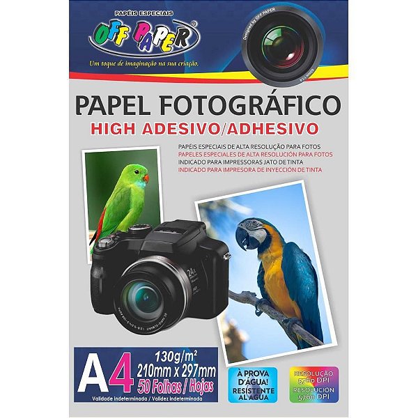 Papel Fotográfico INKJET A4 HIGH Adesivo 130G - Pacote com 50 Folhas