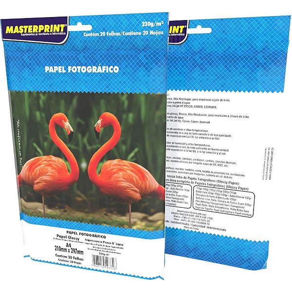 Papel Fotográfico INKJET A4 GLOSSY 230G - Pacote com 20 Folhas