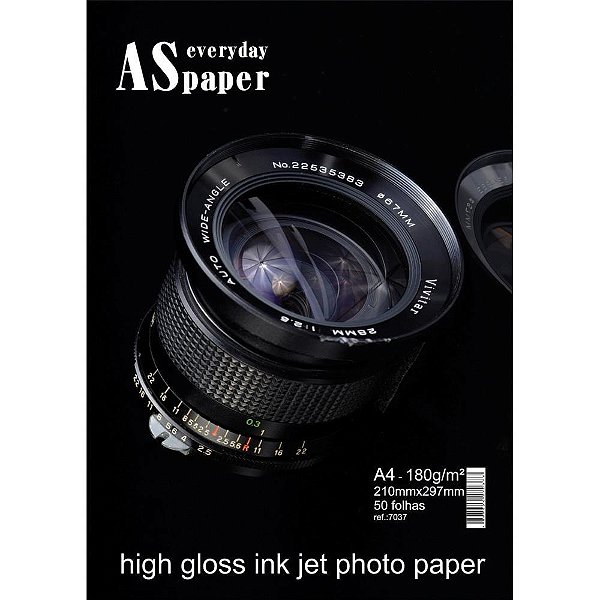 Papel Fotográfico INKJET A4 GLOSS Everyday Paper 180G, Pacote com 50 Folhas