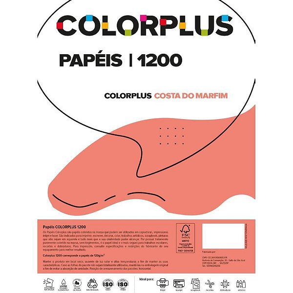 Papel Cartolina Dupla Face Color PLUS 48X66CM 120G Rosa - Pacote com 10 Unidades