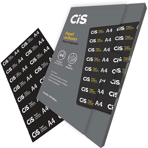 Papel Carbono para Máquina CIS Preto Papel A-4 CX com 100
