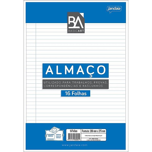 Papel Almaço Basic ART com Pauta e Margem 16 Folhas Caixa com 60