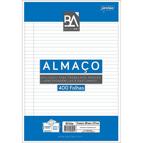 Papel Almaço Basic ART com Pauta e Margem - Pacote com 400 Folhas