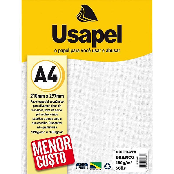 Papel A4 Goffrata Branco 180G PCT com 50