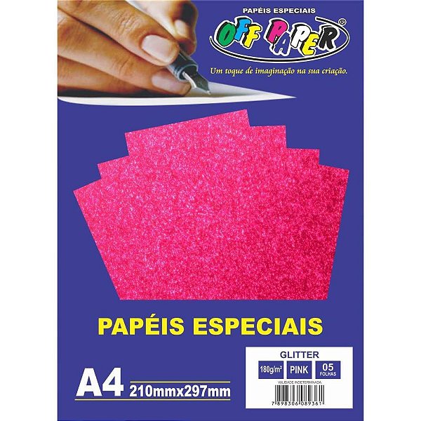 Papel A4 Glíter PINK 180G CX com 05