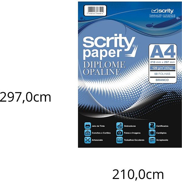 Papel A4 Diplomata Branco 120G - Caixa com 50