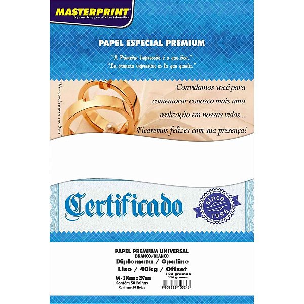 Papel A4 Diplomata Liso 120G PCT com 50