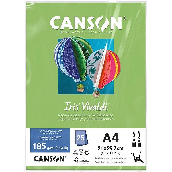 Papel A4 Color IRIS Vivaldi Verde Claro 185G PCT com 25