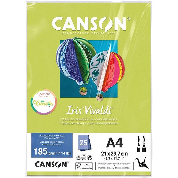 Papel A4 Colorido íris Vivaldi Cores Cítricas Pacote com 25 Folhas