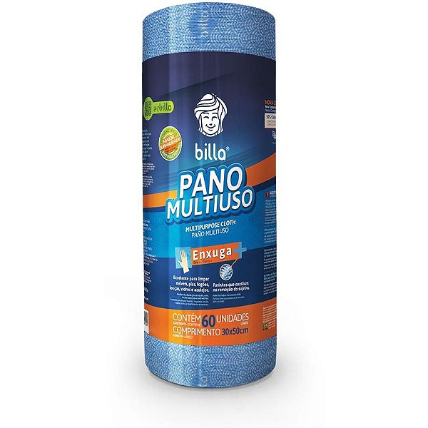 Pano Multiuso Azul 30X50CM com 60 Unidades