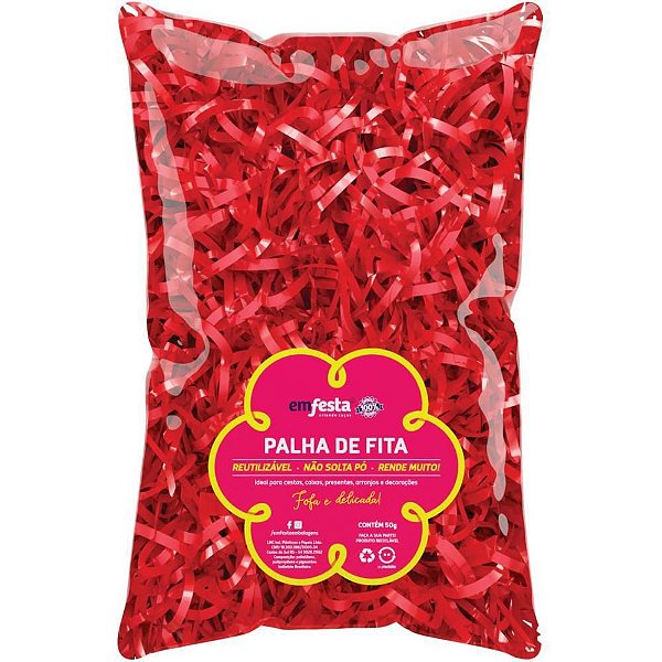 Palha para Decoração BOPP Vermelho 50G