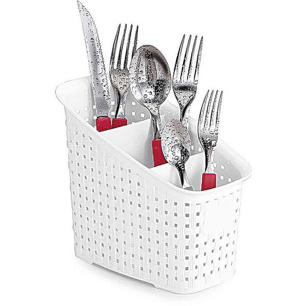 Organizador Rattan Multiuso Branco 16X11X17,8 CM