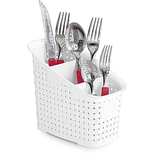 Organizador Rattan Multiuso Branco 16X11X17,8 CM