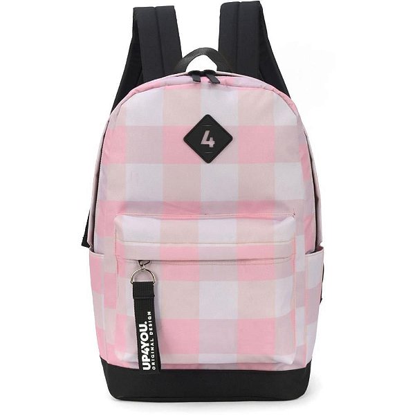 Mochila UP4YOU You GO - Rosa com Logo em Borracha