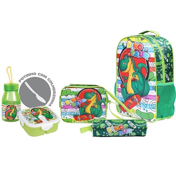 Mochila Infantil Dinosaur KIT com 6 Peças (S)