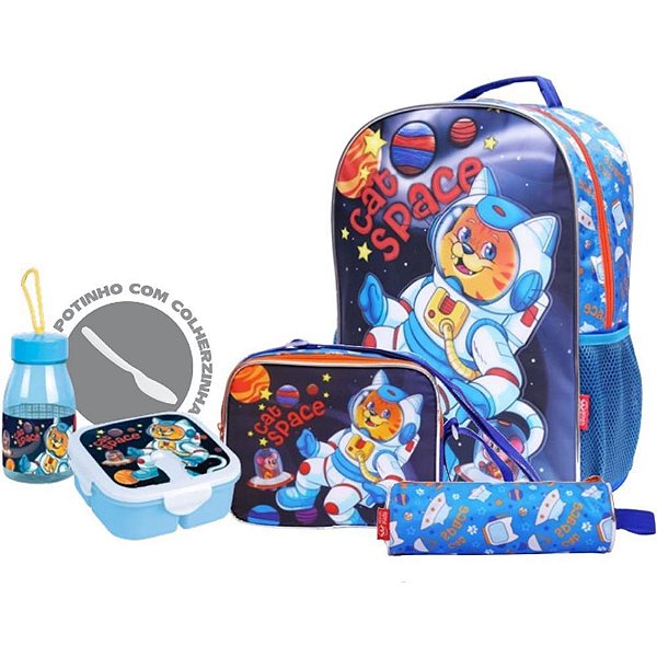 Mochila Infantil CAT KIT com 6 Peças (S)