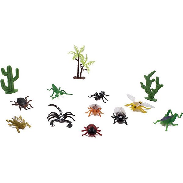 Miniatura Colecionável KIT Insetos PVC Grande 13 Peças