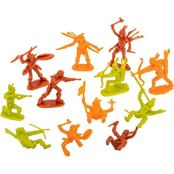Miniatura Colecionável Forte Apache índios Coloridos - Conjunto com 12 Peças