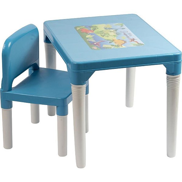 Mesinha e Cadeira Dinossauro Azul para Crianças