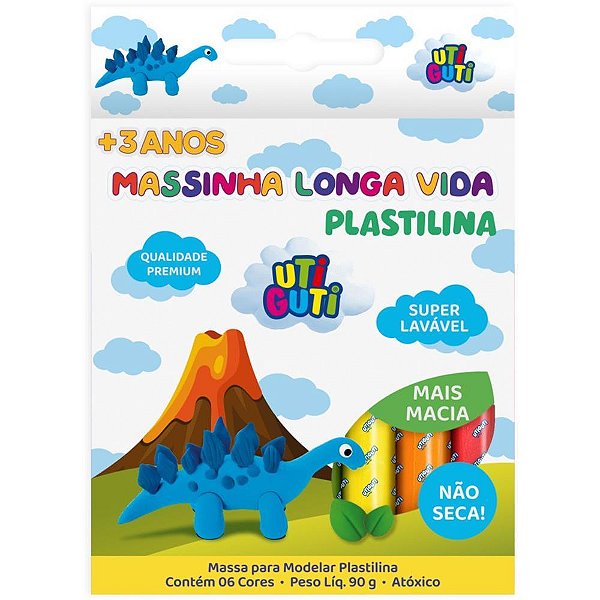 Massa para Modelar Utiguti 90G 6 Cores Longa Vida Pacote com 12