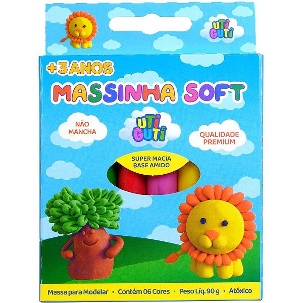 Massa para Modelar SOFT Utiguti Estojo 90G 6 Cores - Pacote com 12