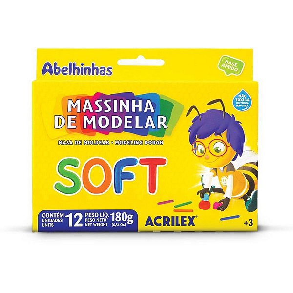 Massa para Modelar SOFT com 12 Cores Foscas Base de Amido