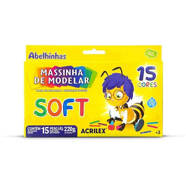 Massa para Modelar SOFT 15 Cores 220G - Pacote com 06 Unidades