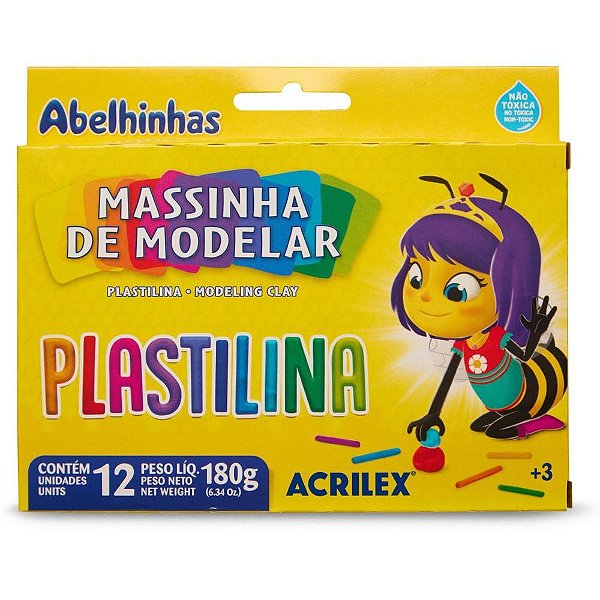 Massa para Modelar Plastilina com 06 Cores 90G - Pacote com 12