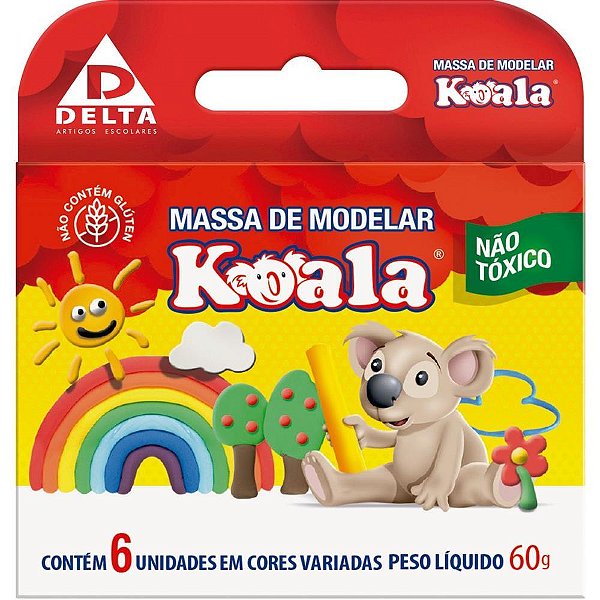 Massa para Modelar Koala com 6 Cores Pacote com 12 Caixas