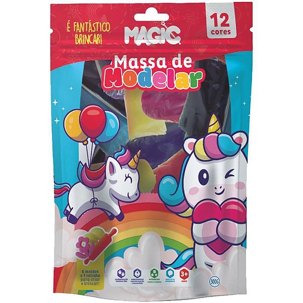 Massa para Modelar Criativa Unicórnio 300G com Moldesem Acesso