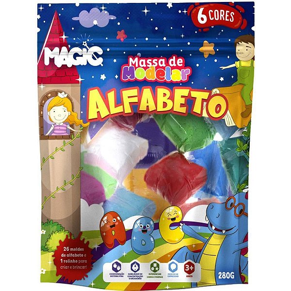 Massa para Modelar Criativa Magic com Moldesem ACESS Alfabeto