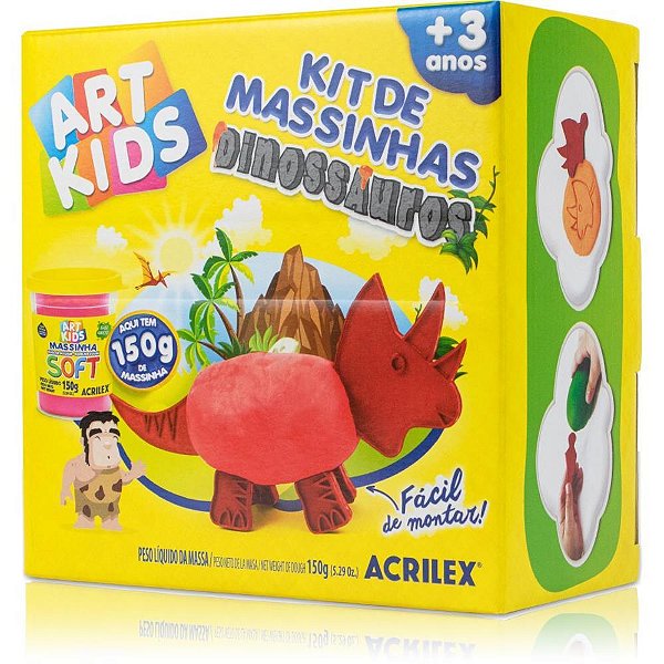 Massa para Modelar Criativa ART KIDS Dinossauro 3 Vermelho
