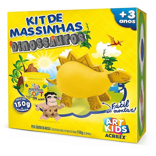 Massa para Modelar Criativa ART KIDS Dinossauro 3 Amarelo