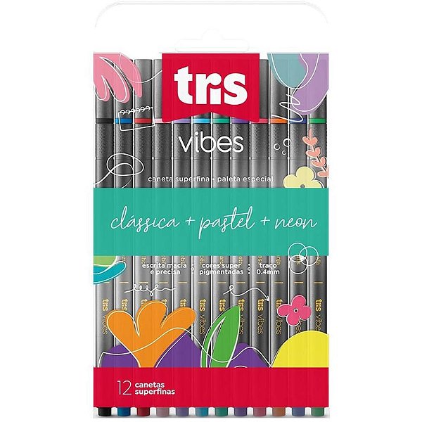 Marcador Artístico TRIS Vibes 12CORES PASTEL/NEON
