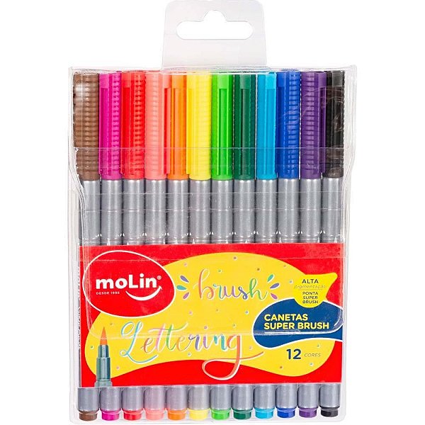 Marcador Artístico Super BRUSH 12 Cores