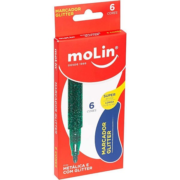 Marcador Artístico Glíter 6 Cores