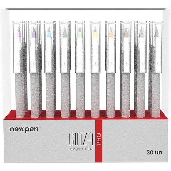 Marcador Artístico Ginza PRO BRUSH Pen – 30 Cores, Ponta Fina e ALTA Pigmentação