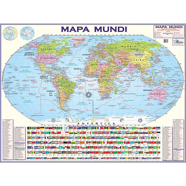Mapa Periódico Mundi Político 120CM X 90CM Escolar e Educativo