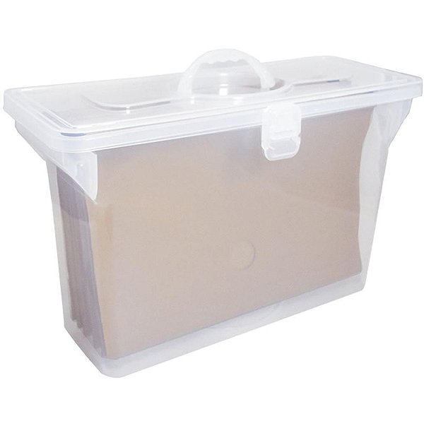 Maleta Plástica com ALÇA e 6 Pastas Suspensas KRAFT Cristal