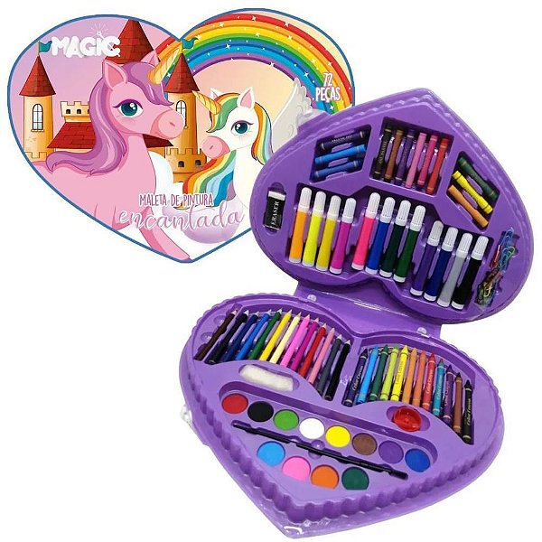 Maleta para Pintura Unicórnio 72 Peças