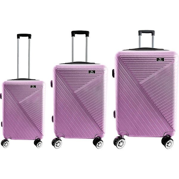 Conjunto de Malas de Viagem Salvador ABS 360º PINK - 3 Peças