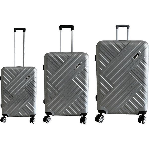 Mala de Viagem Fortaleza ABS 360 Conjunto com 3 Peças - Cinza