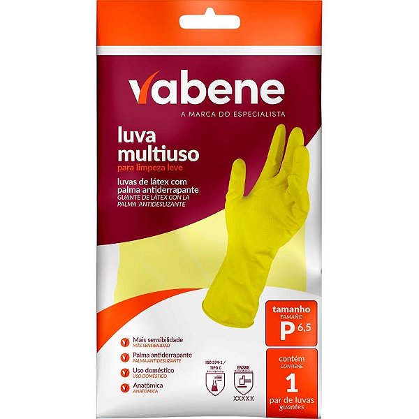 Luva de Látex Multiuso FLEX Leve P Amarela